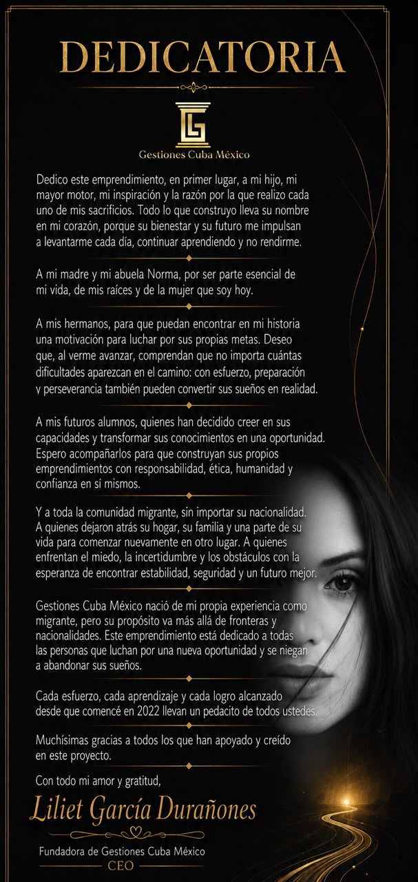 Dedicatoria de Liliet García Durañones
